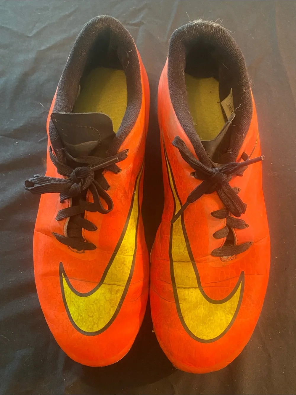 Nike hyper venom Bright orange outdoor Soccer Cleats with Yellow Accents